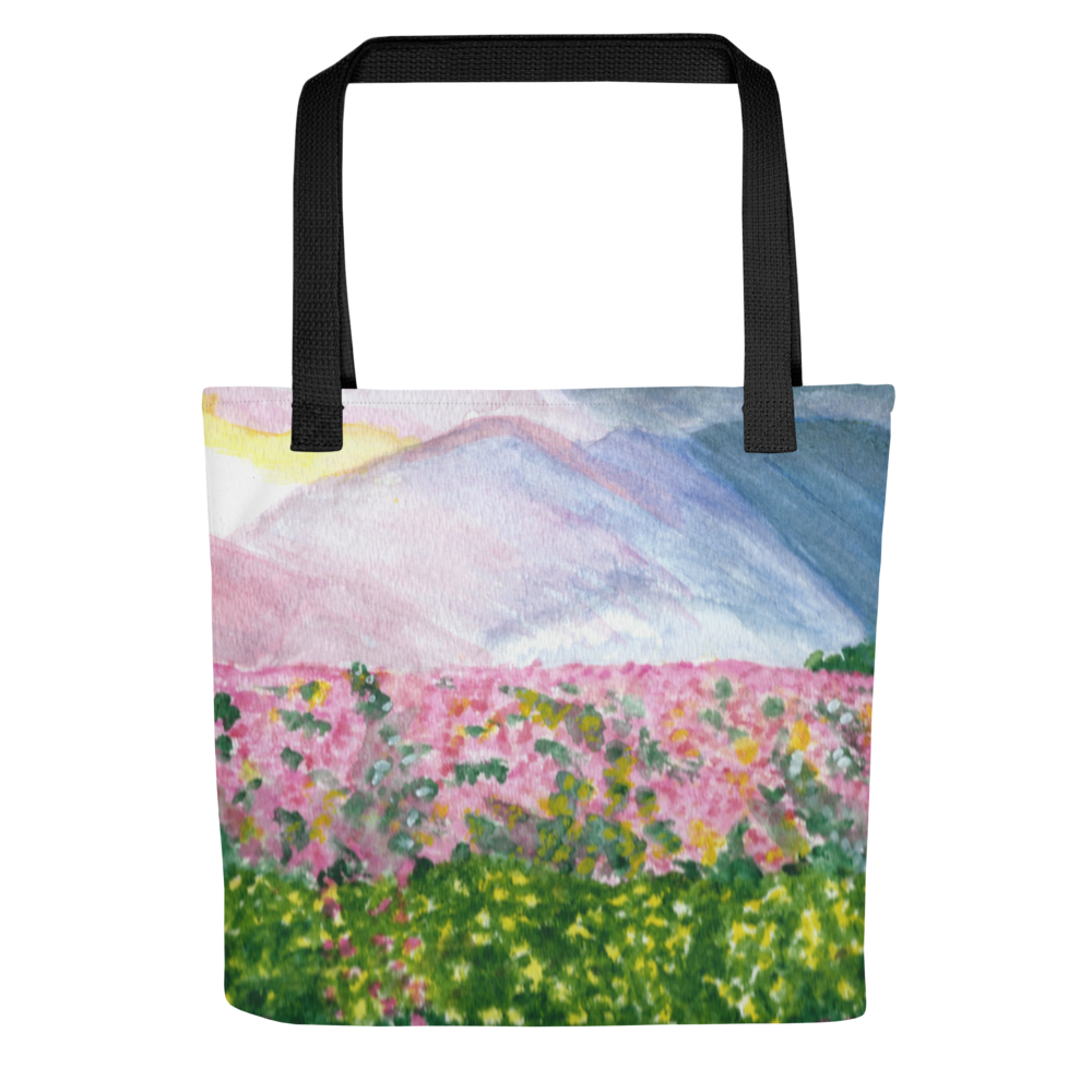 LJD Collection - Pink Wildflower Mountain - All-Over-Print Tote Bag