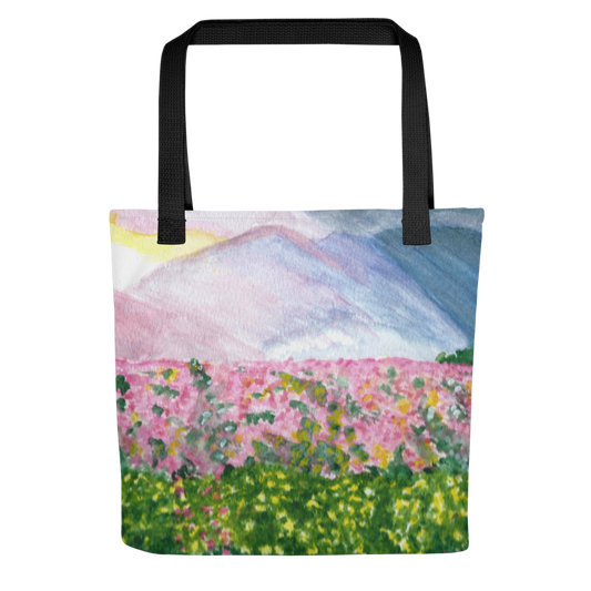 LJD Collection - Pink Wildflower Mountain - All-Over-Print Tote Bag